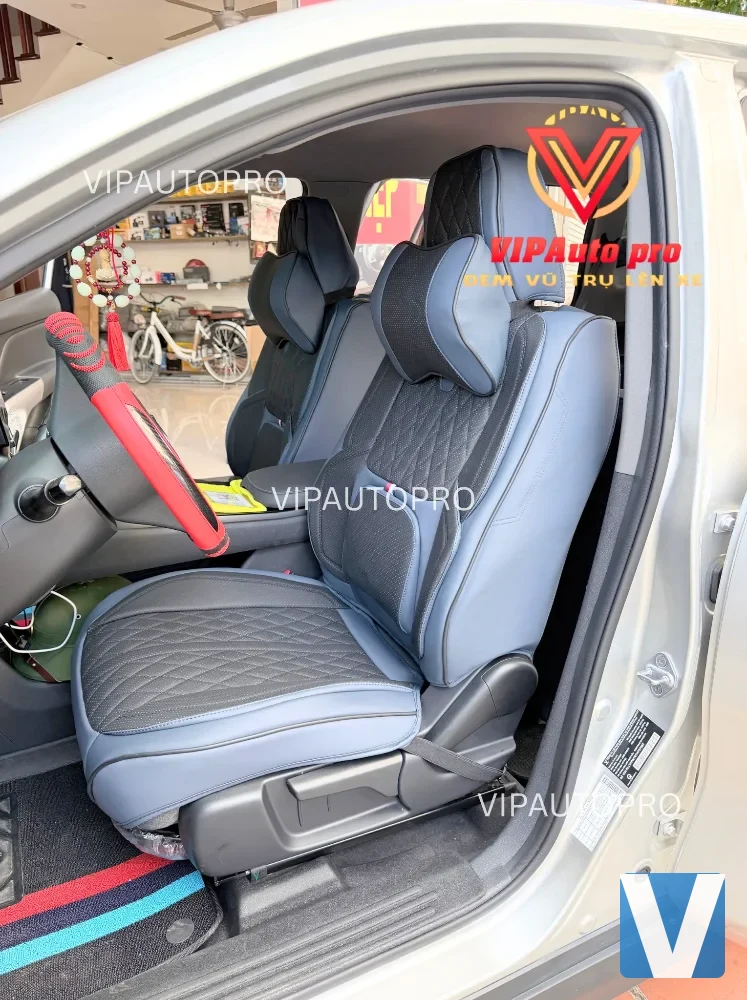 Áo Ghế Da Nappa Phom 12D Vân Trám Kim Cương – Bảo Hành 2 Năm – Xanh đen (C14)