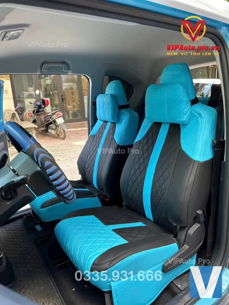 Áo ghế da Nappa VinFast VF3 – Xanh ngọc đen (V19)